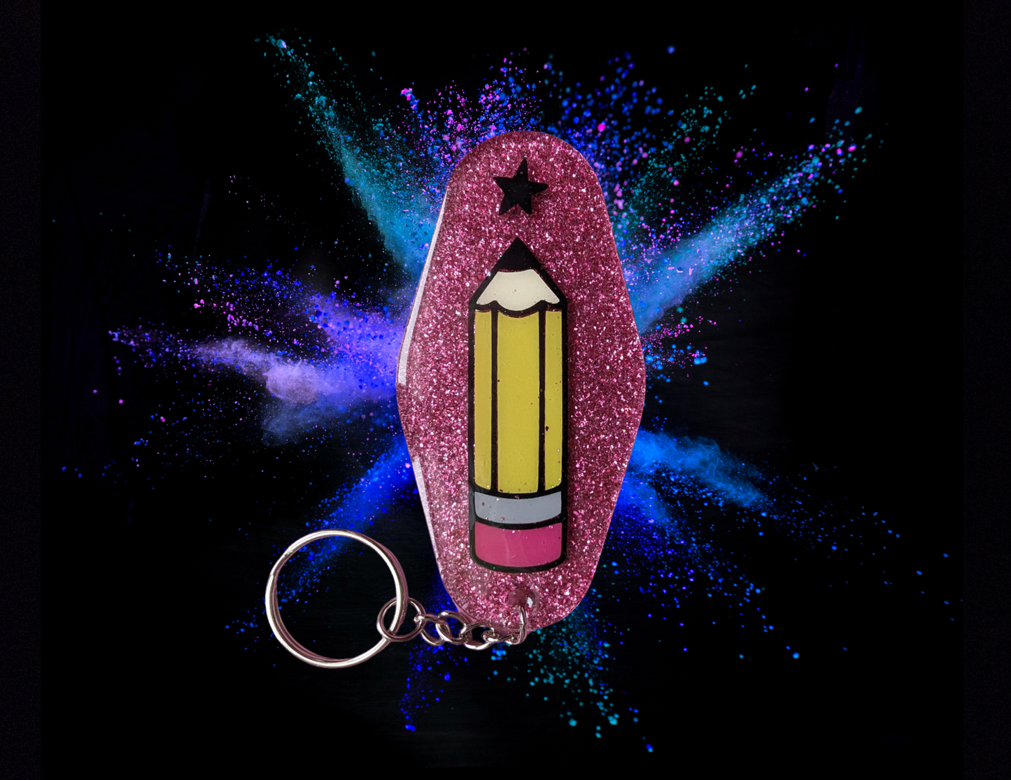 porte clefs crayon brillant