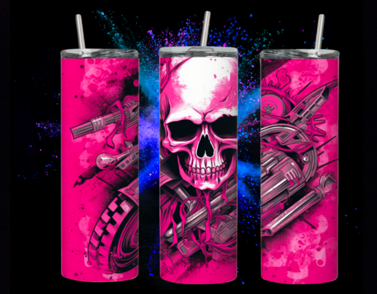 tasse isotherme moto skull rose